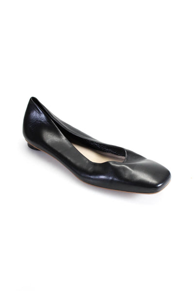 Everlane Womens Leather Square Toe Circular Heeled Loafers Black 7.5