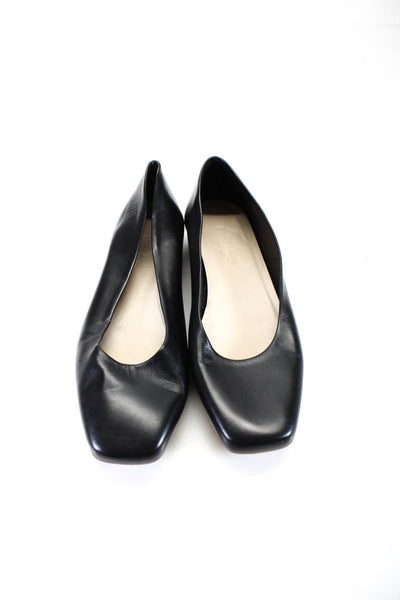 Everlane Womens Leather Square Toe Circular Heeled Loafers Black 7.5