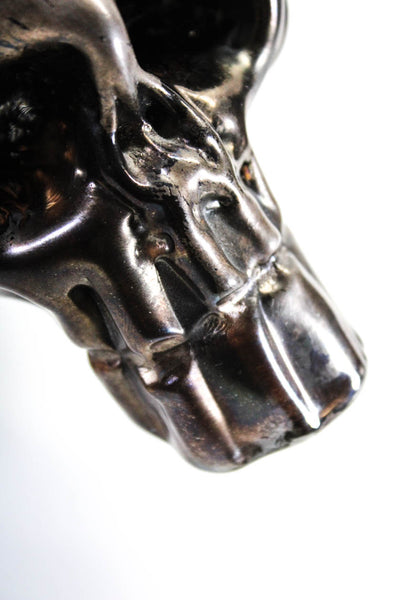J. Parker Justin Parker Esque 2011 Hand Blown Glass Skull Figurine Statue Black