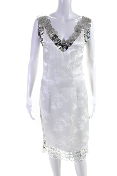 YUE QI QI Womens V Neck Laser Cut Dress  WHITE  Size S