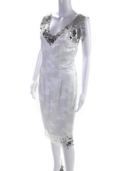 YUE QI QI Womens V Neck Laser Cut Dress  WHITE  Size S