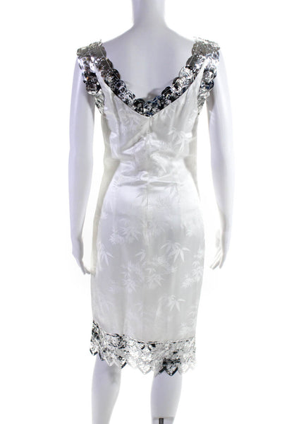 YUE QI QI Womens V Neck Laser Cut Dress  WHITE  Size S