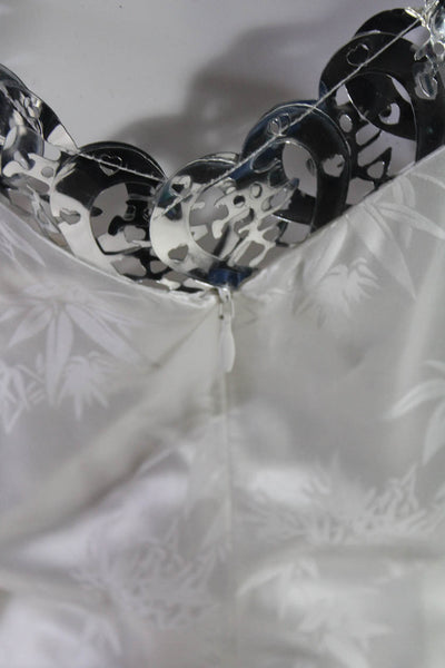 YUE QI QI Womens V Neck Laser Cut Dress  WHITE  Size S