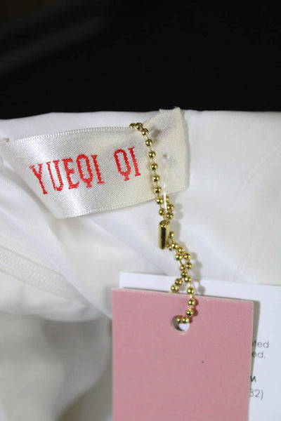 YUE QI QI Womens V Neck Laser Cut Dress  WHITE  Size S