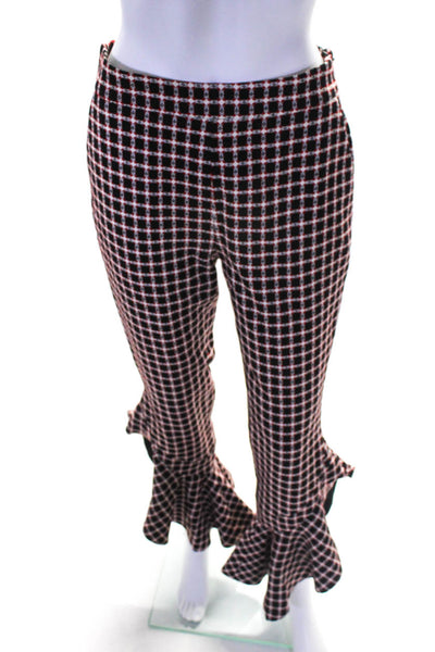 Hellessy Womens Sacha Ruffle Hem Pants  BLACK RED  Size 2