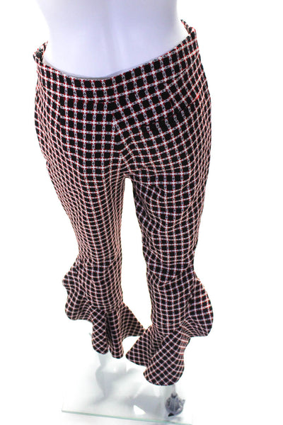 Hellessy Womens Sacha Ruffle Hem Pants  BLACK RED  Size 2