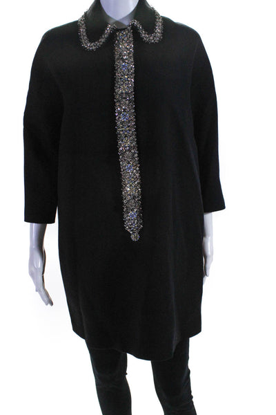 Dice Kayek Womens Crystal Collar Dress Black   Size 36