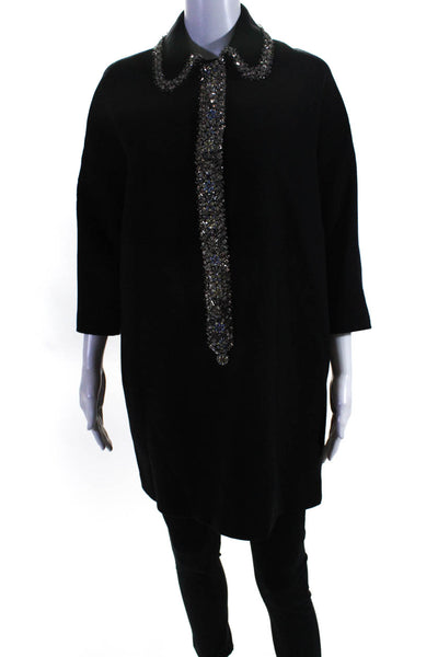 Dice Kayek Womens Crystal Collar Dress Black   Size 36