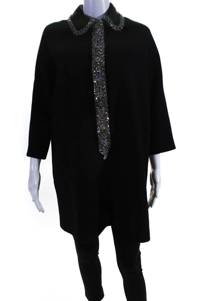 Dice Kayek Womens Crystal Collar Dress Black   Size 38