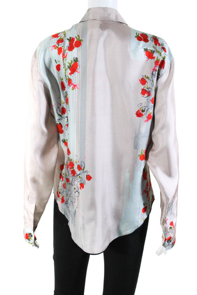 Rohka Womens Classic Silk Shirt  Floral  Size L