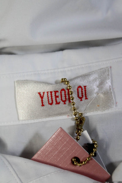 YUE QI QI Womens Laser Cut Beaded Shirt  WHITE  Size L