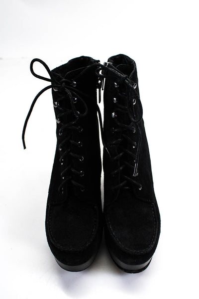 Coach Womens Black Suede Lace Up Platform Ankle Boots Shoes Size 8.5B