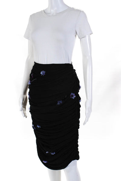 Des Phemmes Womens Tulle Embellished Skirt  Black  Size 44