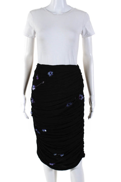 Des Phemmes Womens Tulle Embellished Skirt  Black  Size 46