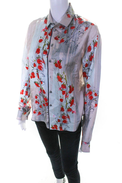 Rohka Womens Classic Silk Shirt  Floral  Size M