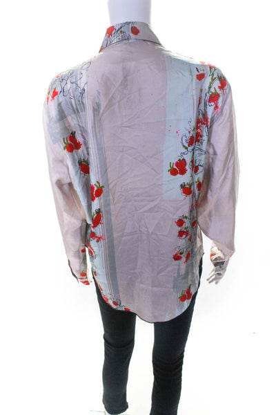 Rohka Womens Classic Silk Shirt  Floral  Size M
