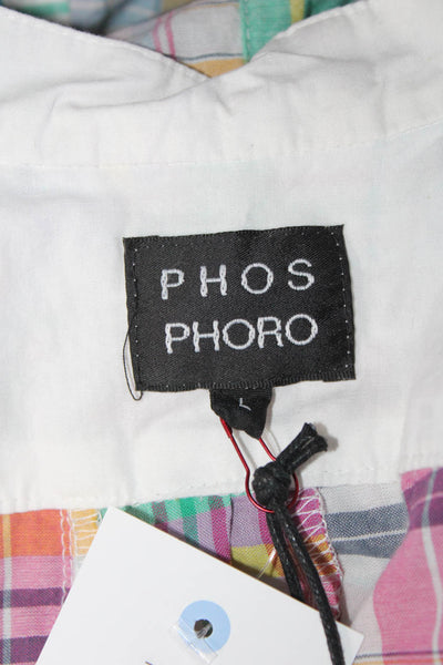 Phos Phoro Womens Shirt with Crochet Applique  Multi Plaid  Size L