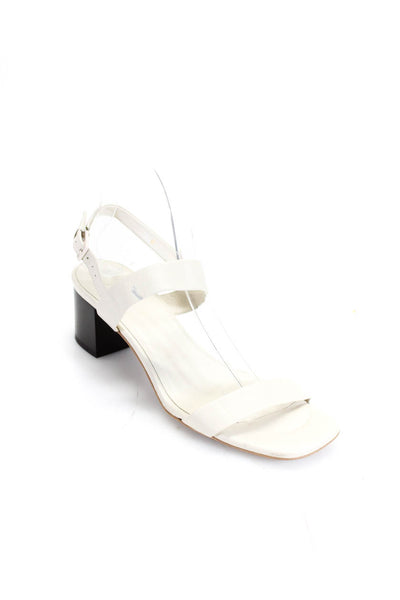 Everlane Womens Leather  Double Strap Block Heel Sandals Beige 8