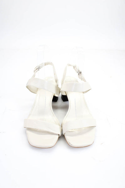 Everlane Womens Leather  Double Strap Block Heel Sandals Beige 8