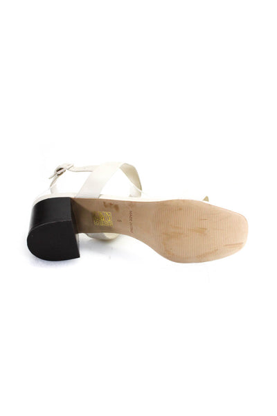 Everlane Womens Leather  Double Strap Block Heel Sandals Beige 8