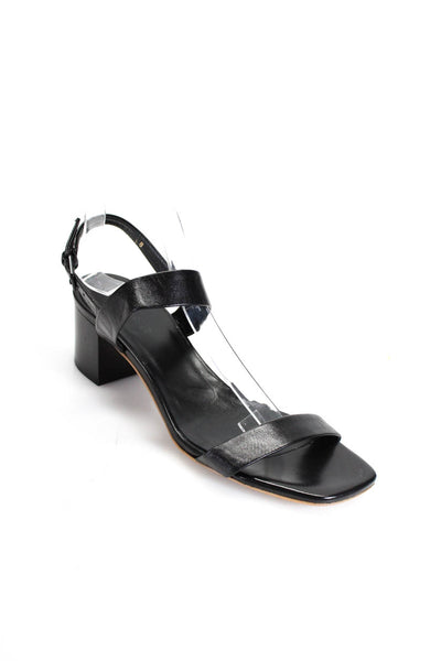 Everlane Womens Leather  Double Strap Block Heel Sandals Black 8