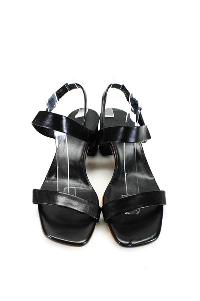 Everlane Womens Leather  Double Strap Block Heel Sandals Black 8