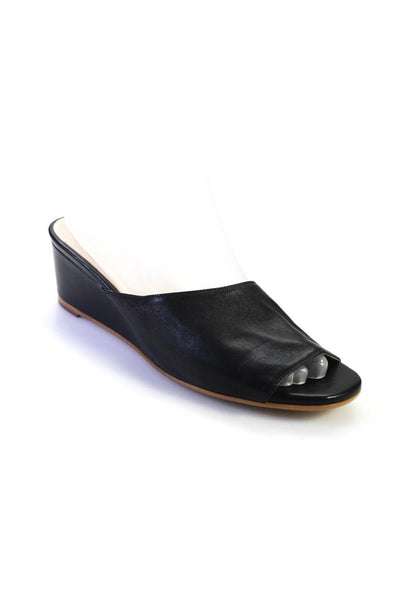 Everlane Womens Leather Slip-On Wedge Sandals Black 7