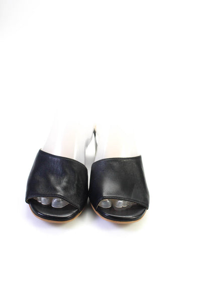 Everlane Womens Leather Slip-On Wedge Sandals Black 7