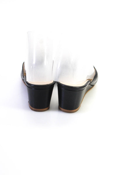 Everlane Womens Leather Slip-On Wedge Sandals Black 7