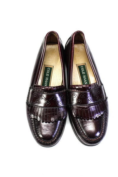 Cole Haan Mens Leather Tasseled Loafers Brown Size 8