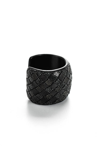 Designer Women's Woven Stingray Cuff Bracelet Black