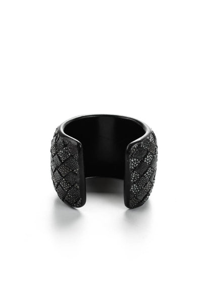 Designer Women's Woven Stingray Cuff Bracelet Black
