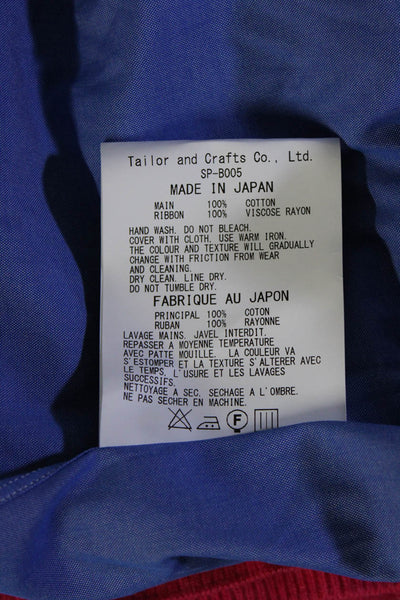 Shiro Sakai Womens Collared Cotton Button Down Blouse Top Blue Size Small
