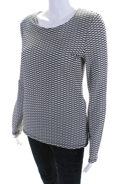 Reiss Womens Long Sleeve Body Con Blouse White Black Size Small