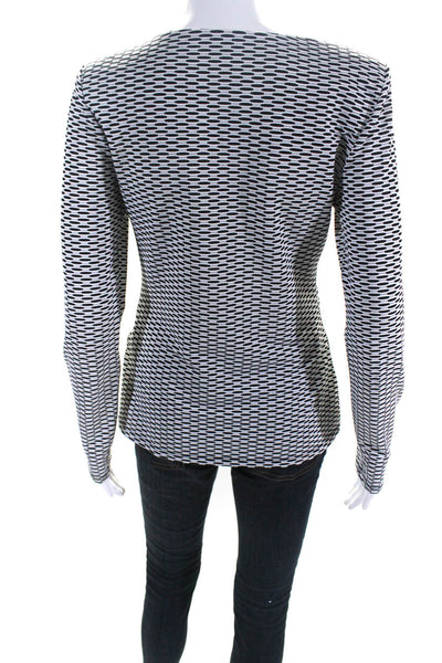 Reiss Womens Long Sleeve Body Con Blouse White Black Size Small