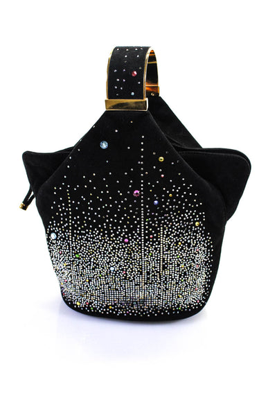 Bienen Davis Womens Kit Bracelet Bucket Tote Handbag w/ Swarovski Crystal Black