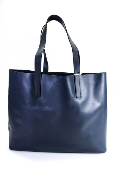 Everlane Womens The Unlined Leather Market Tote Tote Navy Size OS