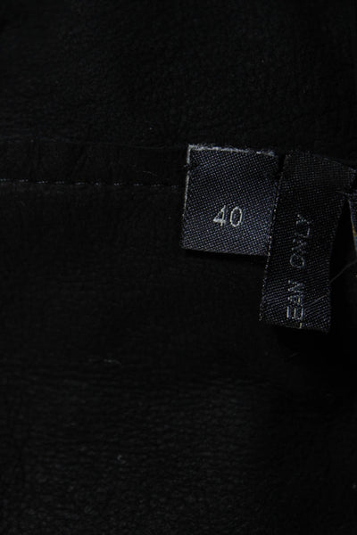 Fendi Womens Suede Laser Cut Detail Aline Coat Jacket  Black Size 40