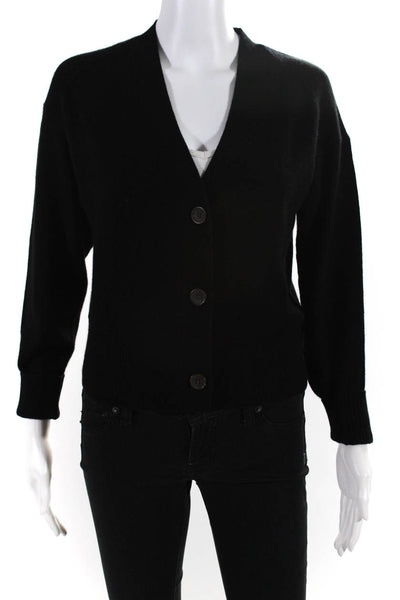 Everlane Womens The Cashmere Cropped Cardigan Sweater Black  Size XXS