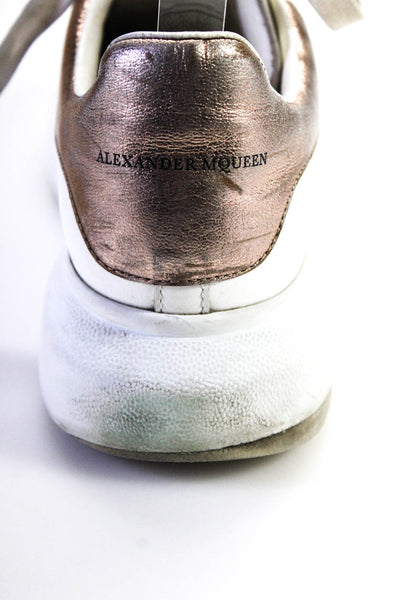 Alexander McQueen Womens Leather Metallic Platform Sneakers White Size 39 9