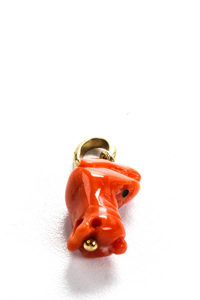 Designer Womens Yellow Gold Carved Coral Cartoon Character Pendant Charm