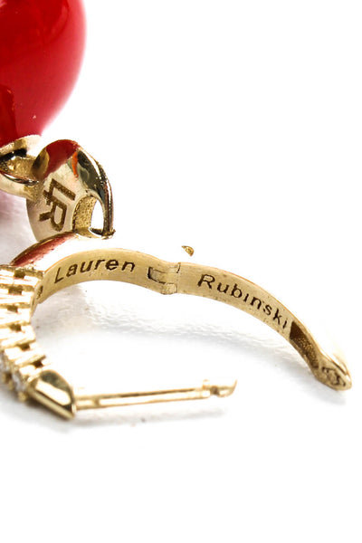 Lauren Rubinski Womens Yellow Gold Diamond Enamel Bauble Dangle Earrings
