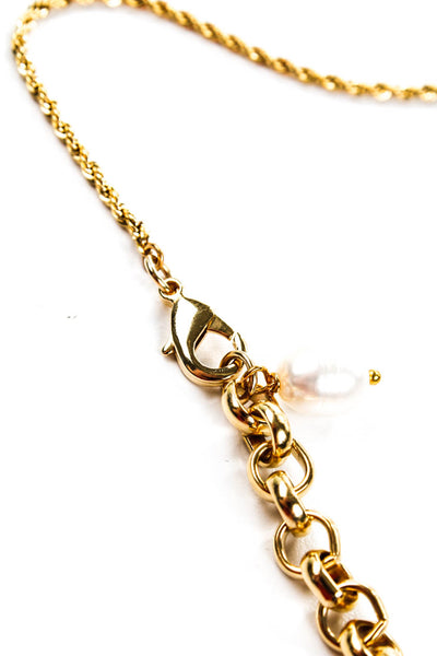 Vanessa Arizaga Womens Gold Plated Higher Mind Baroque Pearl Rope Necklace