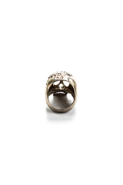 Lydia Couteille Womens Sterling Silver Engraved Skull Ring Size 7