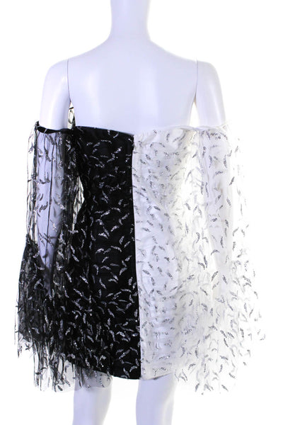 Sandra Mansour Womens  Two Tone Glitter Mini Dress Black White Size EUR 42