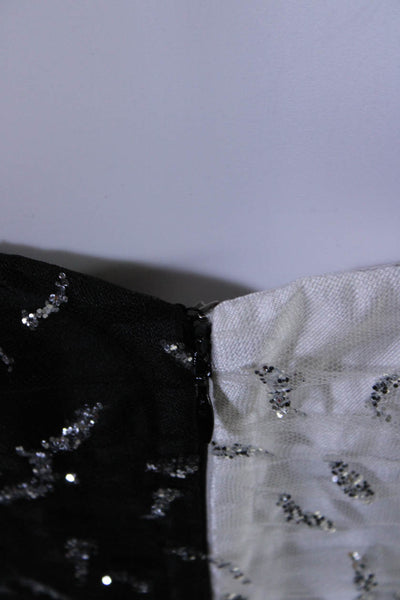 Sandra Mansour Womens  Two Tone Glitter Mini Dress Black White Size EUR 42