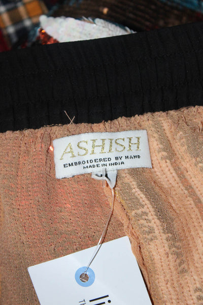Ashish Womens Sequin Ikat Stripe Drawstring Trouser Poppy Multicolor Size M