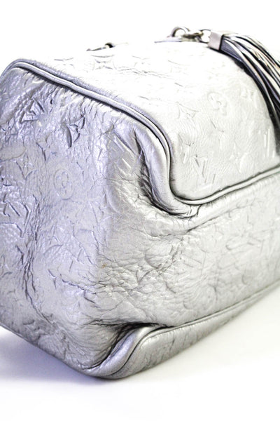 Louis Vuitton Womens Shimmer Monogram Speedy Handbag Gray Silver