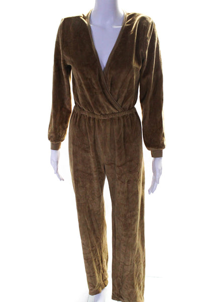 Suzie Kondi Womens Velour V Neck Jumpsuit Teddy Size XS