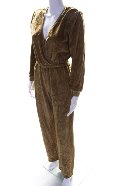 Suzie Kondi Womens Velour V Neck Jumpsuit Teddy Size XS